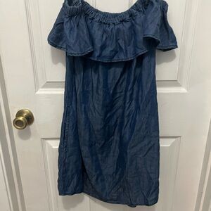 Off-the-Shoulder Denim Blue Dress